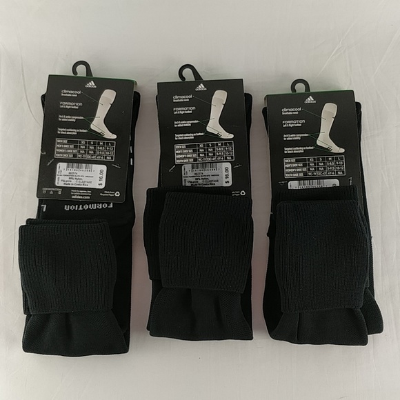 3 Adidas Soccer Formation Elite Socks Black Size M - Picture 2 of 6